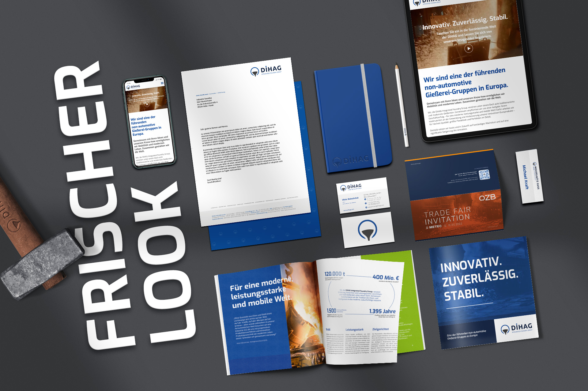  DiHAG, Gießerei, Messe, Messeauftritt, Turnaround, METEC, Corporate Design, Relaunch, Geschäftsausstattung, Full-Service-Agentur, Marketingagentur, Personalmarketing, Website, Digitales Marketing - enders Marketing